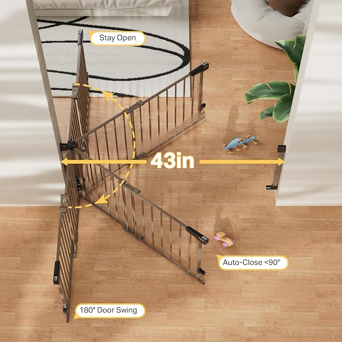 Cumbor 29.2–43" Baby Gate for Stairs, Wall-Mounted, Expandable No Bottom Bar - Image 6