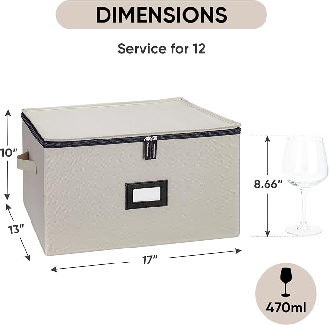 BALEINE China Storage Containers, Sturdy Quilted Wine Glass Storage, Plate - Image 2