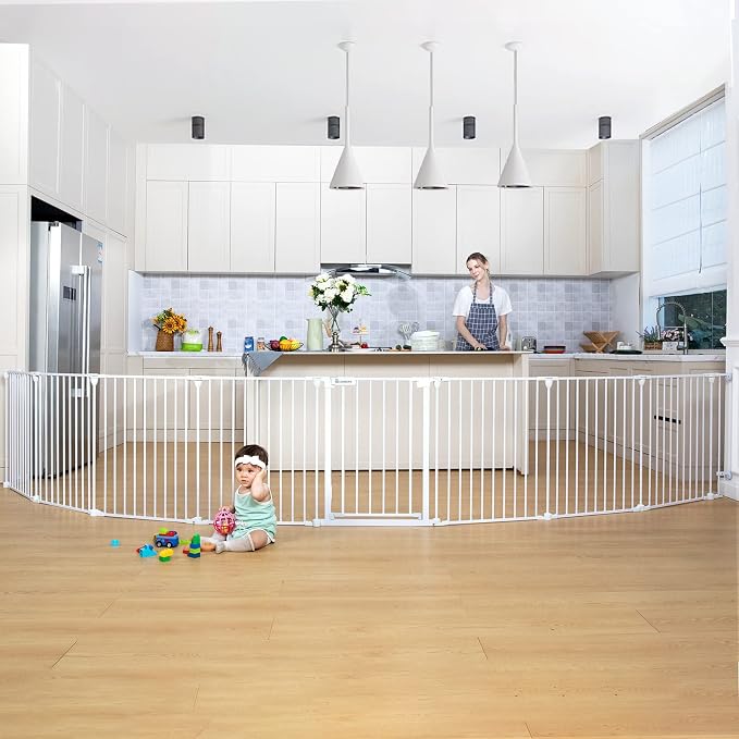 COMOMY 198" Baby Gate Extra Wide, Dog Gate Pet Gate by COMOMY