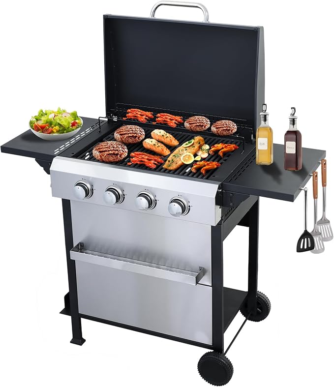 CIG GARDEN 4 Burner Propane Gas Grill, 000 BTU Output Flat Top BBQ Grill by Unknown
