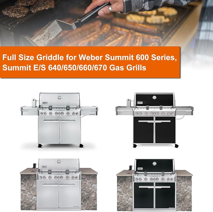 Full-Size Griddle Inserts for Weber Summit 600 Series Grills, Flat Top Griddle - Image 3