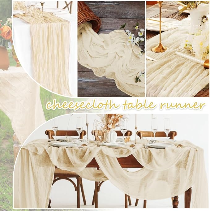 20 Packs Cheesecloth Table Runner 10FT Long Boho Gauze Fabric Table Runner - Image 4