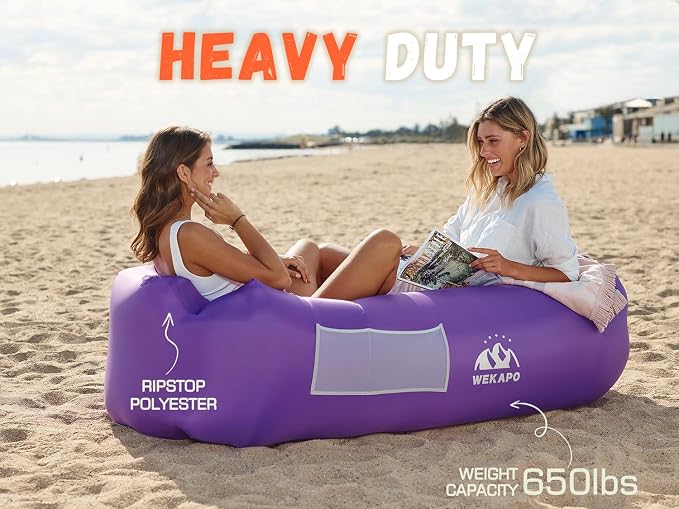 WEKAPO Inflatable Sun Lounger, Air Sofa, Waterproof and Leak-Proof, Picnics and - Image 4