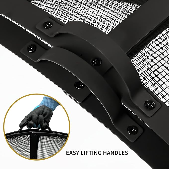 Outdoor Fire Pit Spark Screen Cover Accessory, 36In Patio Round Easy-Opening - Image 5