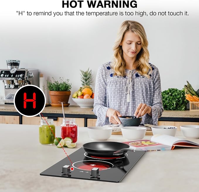 2 Burner Electric Cooktop, 2100W Electric Stove Top Hot Plate, 12 inch - Image 5
