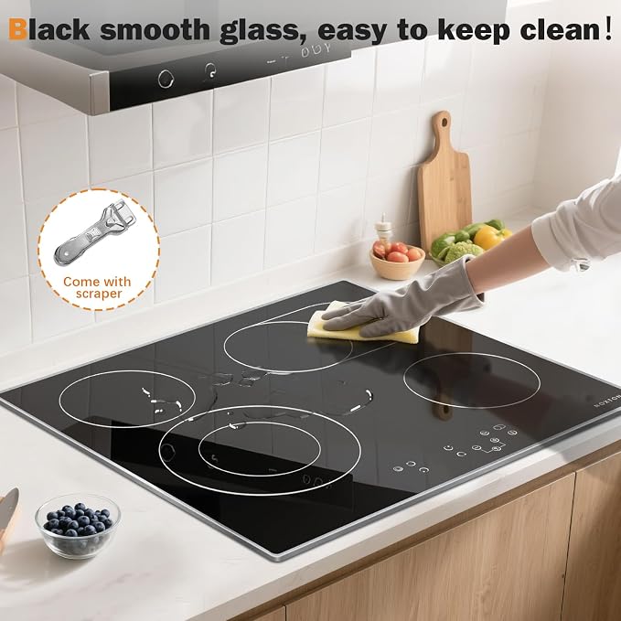 Noxton 24 Inch Electric Cooktop, 4 Burners Ceramic Glass Stove Top - Image 4