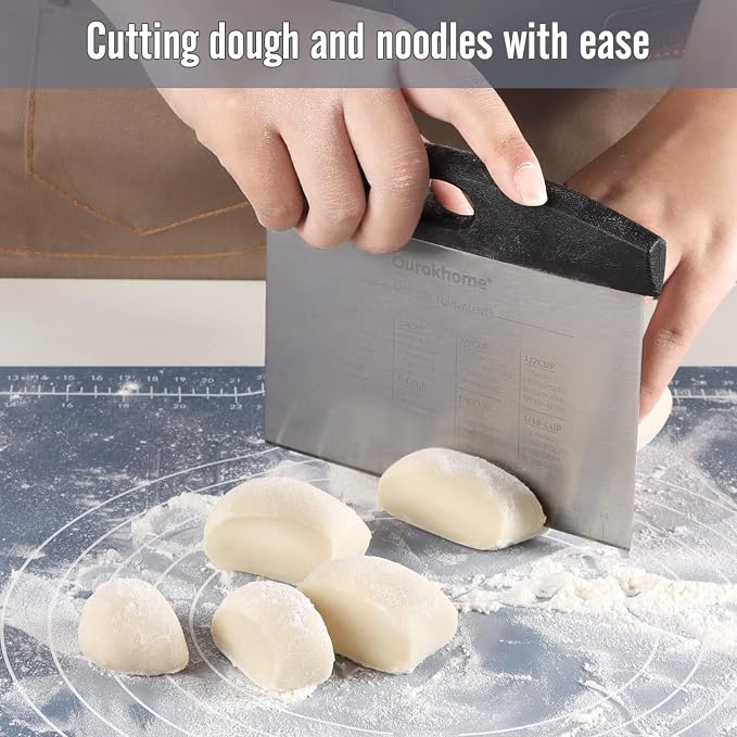 Ourokhome Dough Pastry Bench Cutter Scraper, Stainless Steel Pizza Cutter - Image 2