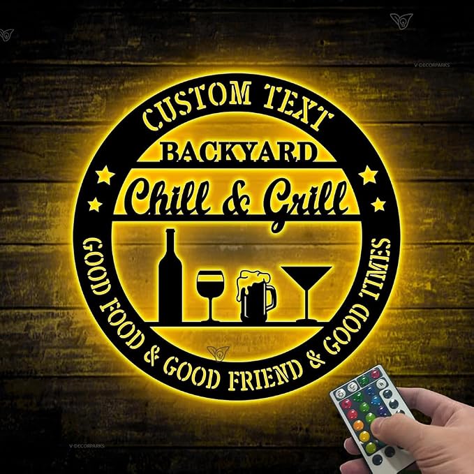 Backyard Bar & Grill Custom Name Sign by V-Decorparks
