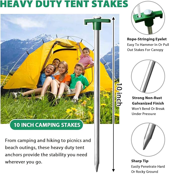 Eurmax USA Galvanized Non-Rust Camping Family Tent Pop Up Tent Stakes Canopy - Image 3