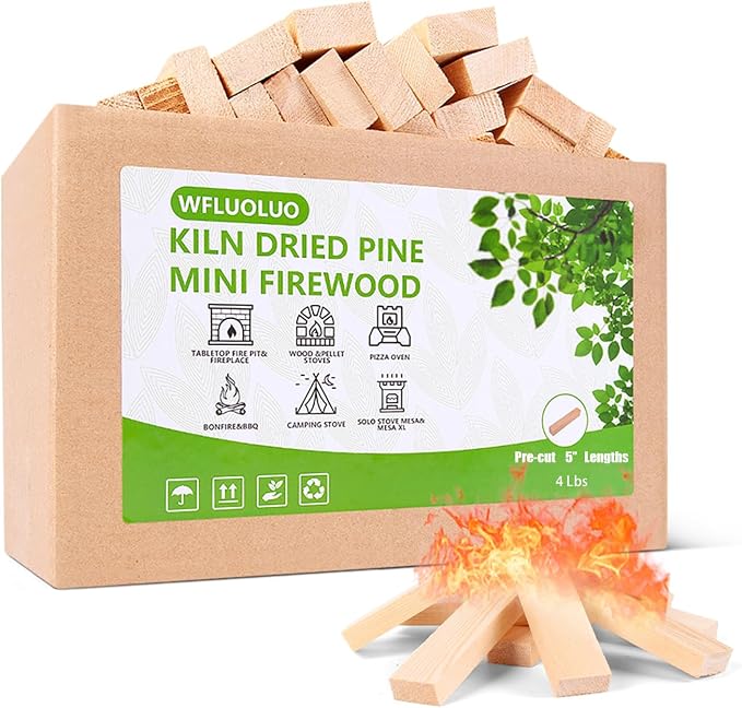 Pre-Cut 5'' Lengths Mini Firewood, Pine Kiln Dried Firewood, Small Barkless by WFLUOLUOMINIFIREWOOD