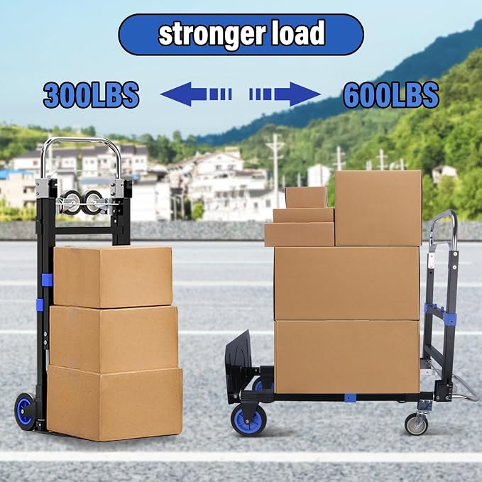 Upgraded 3 in 1 Folding Hand Truck, 600lbs Capacity, Heavy Duty Convertible - Image 5