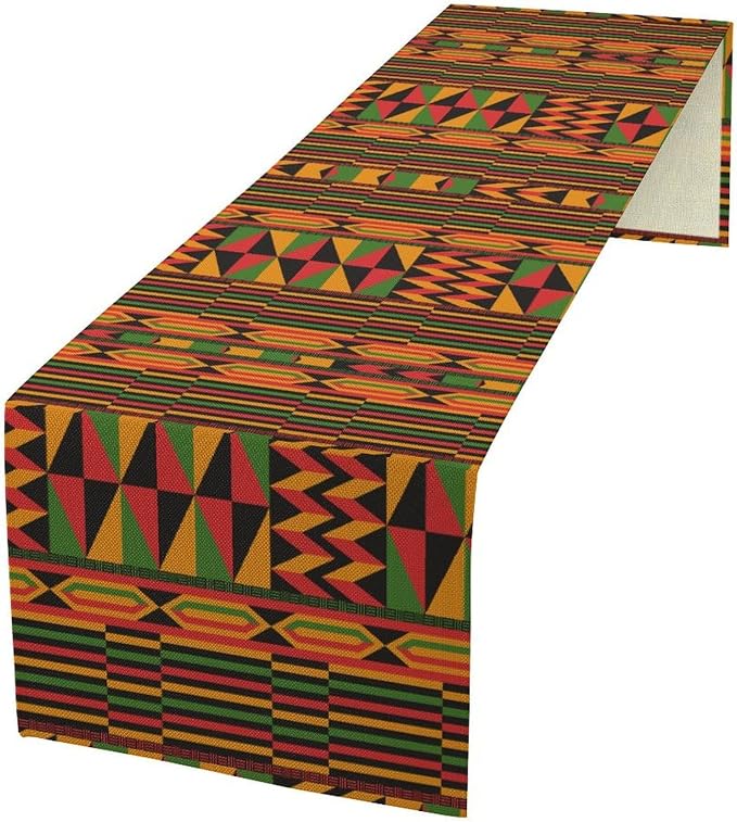 African Table Runner, Kwanzaa Black History Month Kente National Table Runner by Unknown
