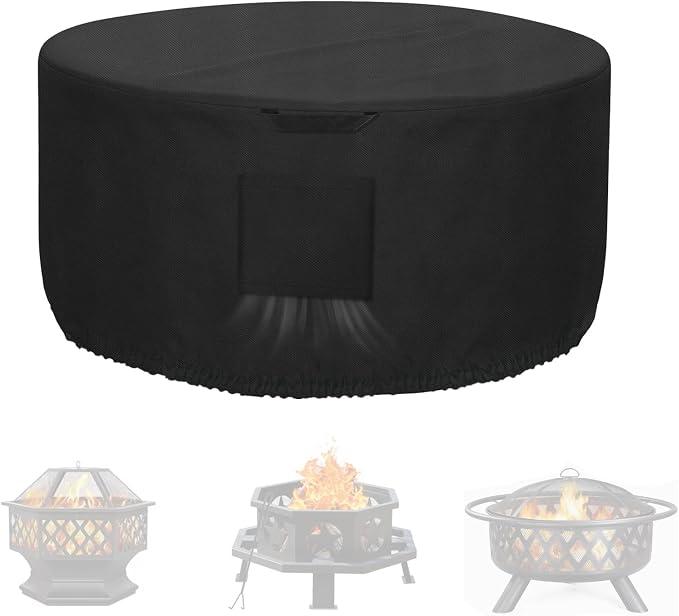 Kovshuiwe Round Gas Fire Pit Cover-600D Fabric Waterproof and Resistant - Image 8