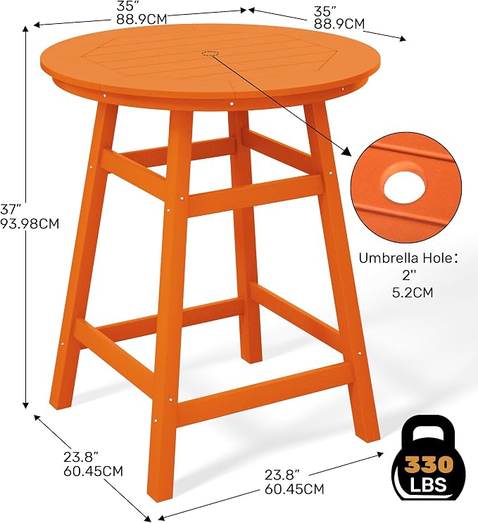 Costaelm Patio Bistro Table, Outdoor Bistro Dining Pub Table - Image 3