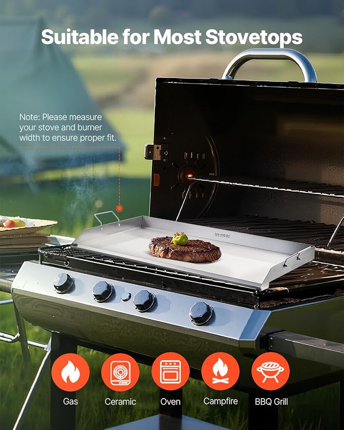 VEVOR Stainless Steel Griddle, 36x22 inch Universal Flat Top Rectangular Plate - Image 6
