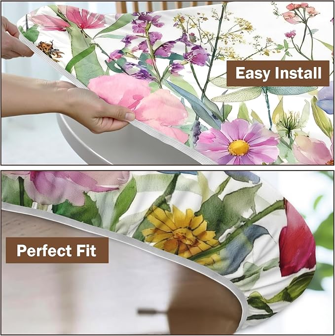 Spring Summer Floral Round Fitted Tablecloth - Image 6