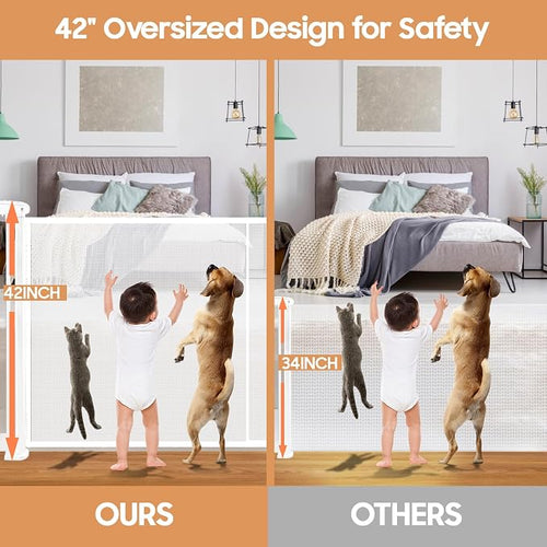 160" Retractable Baby Gates, Prevent from Crawling Underneath, Extra Wide Dog - Image 2