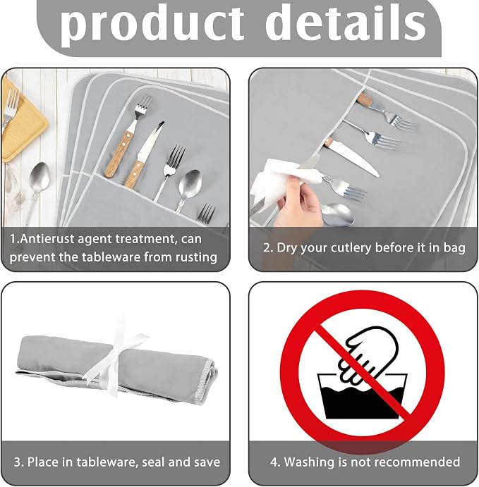 Hillban 6 Pcs Anti Tarnish Silver Storage Bags Silver Storage Cloth Felt - Image 3