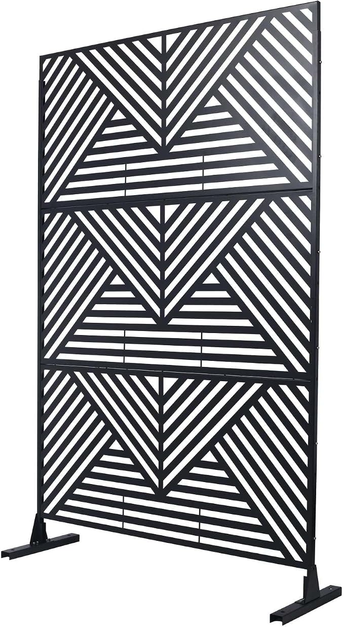 Outdoor Privacy Screen with Geometric Design – Metal Decorative Panel, - Image 9