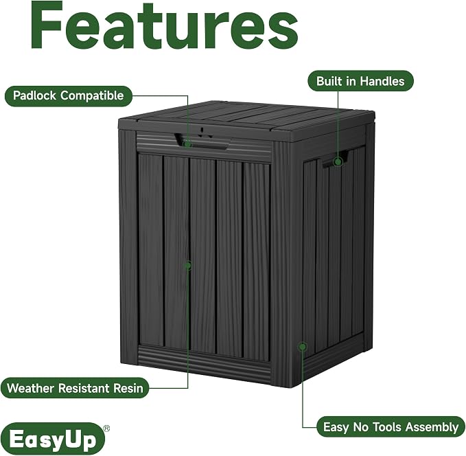EasyUp 28 Gallon Outdoor Storage Box, Resin Waterproof UV-Resistant Deck Box - Image 3