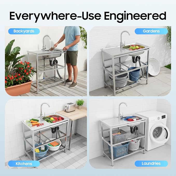 Outdoor Utility Sink, Freestanding Kitchen Sink - Image 8