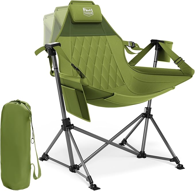 Hammock Camping Chair, Green, 400 lb Capacity, Padded Headrest