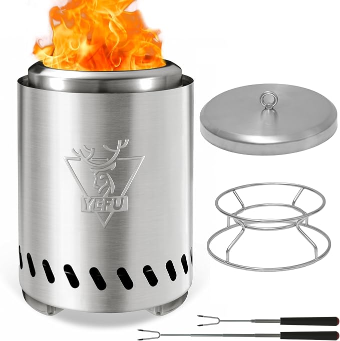 YEFU Tabletop Fire Pit 7.5 x 5.5 in, Low Smoke Camping Stove by YEFU