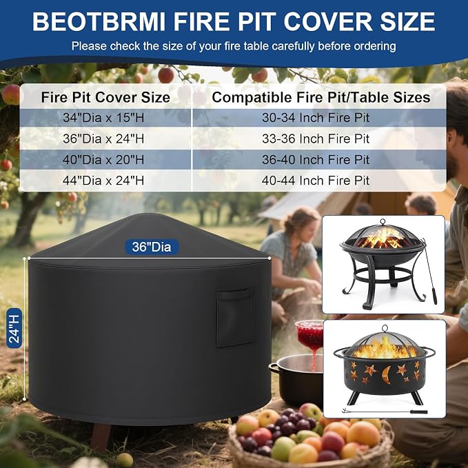 Round Fire Pit Cover, 36 inch Fire Pit Cover - Image 2
