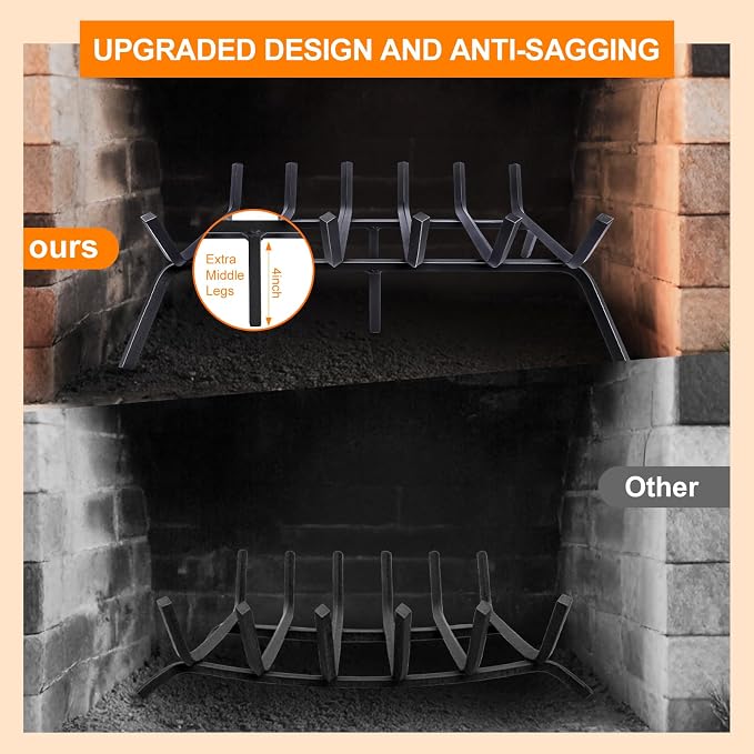Fireplace Grate, Fireplace Log Holder, 24 inch Heavy Duty Solid Cast Iron - Image 6