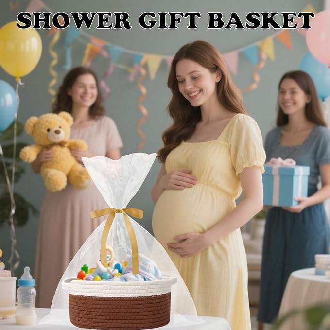 Gift Basket with Gift Bag and Ribbons, Small Rope Woven Shelf Storage, Baskets - Image 6