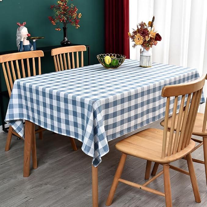 Gingham Tablecloth Rectangle Table Cloth Heavy Duty Cotton Checkered Table Cover - Image 6