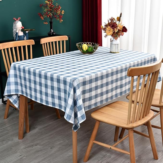 Gingham Tablecloth Rectangle Table Cloth Heavy Duty Cotton Checkered Table Cover - Image 6