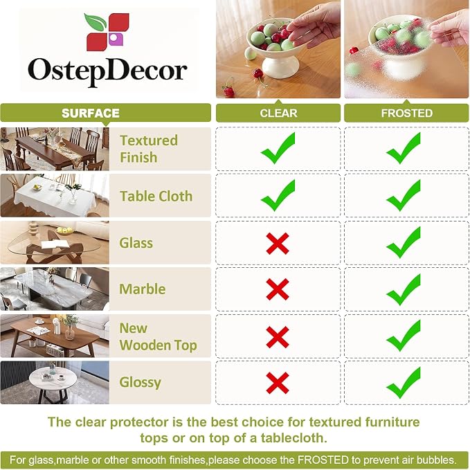 Frosted Clear Table Protector 44 x 84 Inch, 1.5mm Thick Plastic Table Cover - Image 6