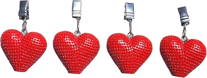 TwoFish Home Set of 4 Red Heart Tablecloth Weights Clips Red Heart Handicraft - Image 3