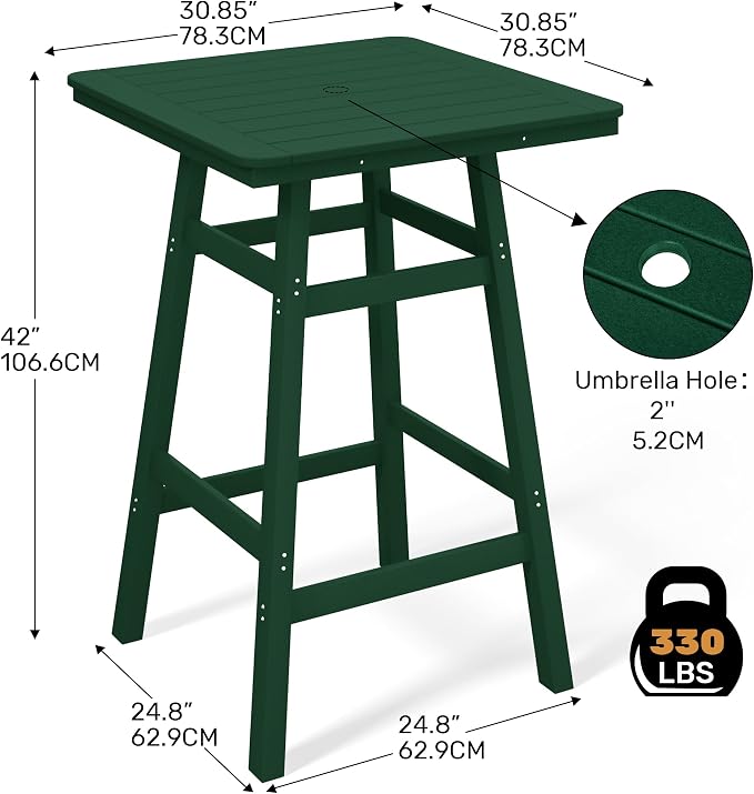 Costaelm Outdoor Bar Table, Patio Bistro Dining Pub Table - Image 3