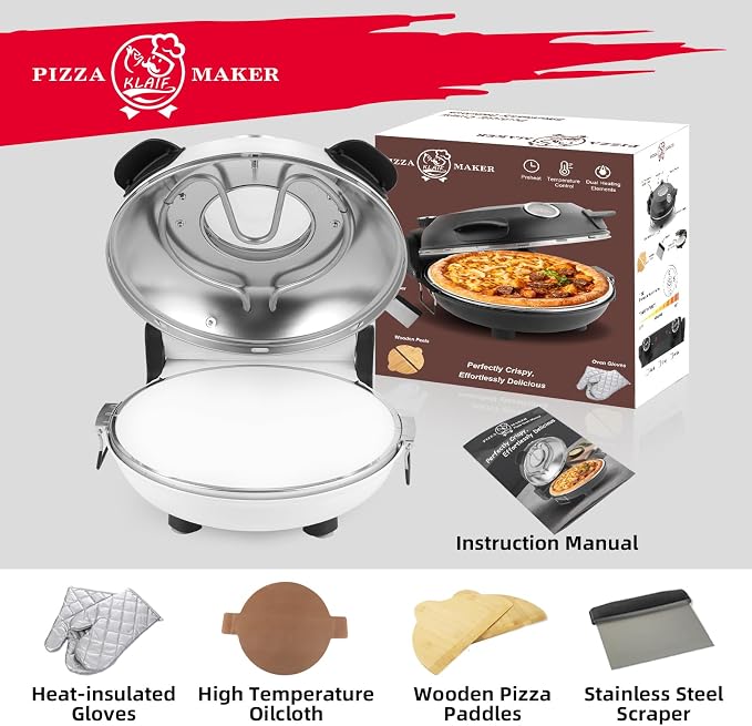 KLAIF 12" Electric Countertop Pizza Oven Indoor - Image 4