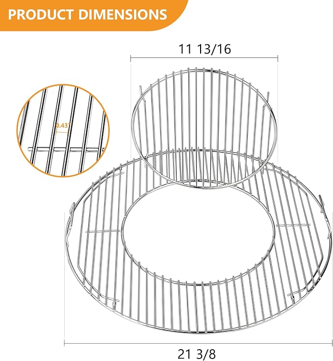 Grill Grates Replacement for Weber 8835, 22.5 inch Charcoal Grills, Master-Touch - Image 2