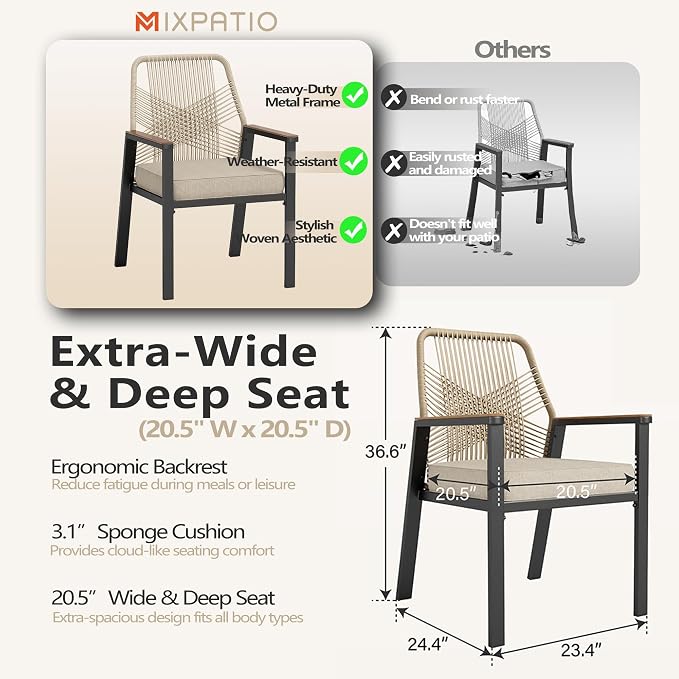 7 Pieces Round Outdoor Dining Set - Image 2