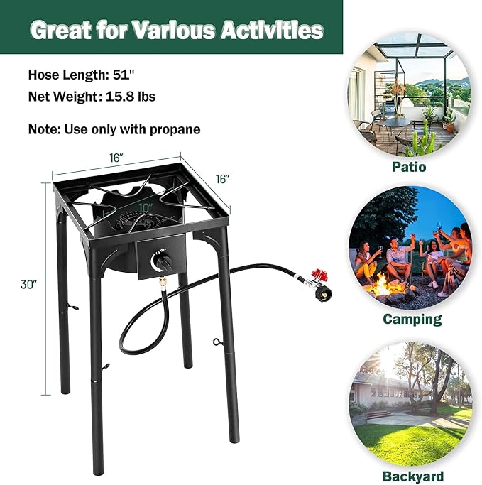 Goplus Outdoor Camping Stove, Single Burner Propane Gas Cooker w/Detachable - Image 8