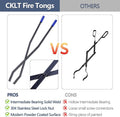 Tongs, 40 Inch Manganese Steel Log Grabber with Rubber Handle