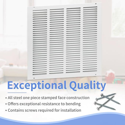 16"W x 16"H Steel Return Air Grille, Air Return Vent Cover - Image 2