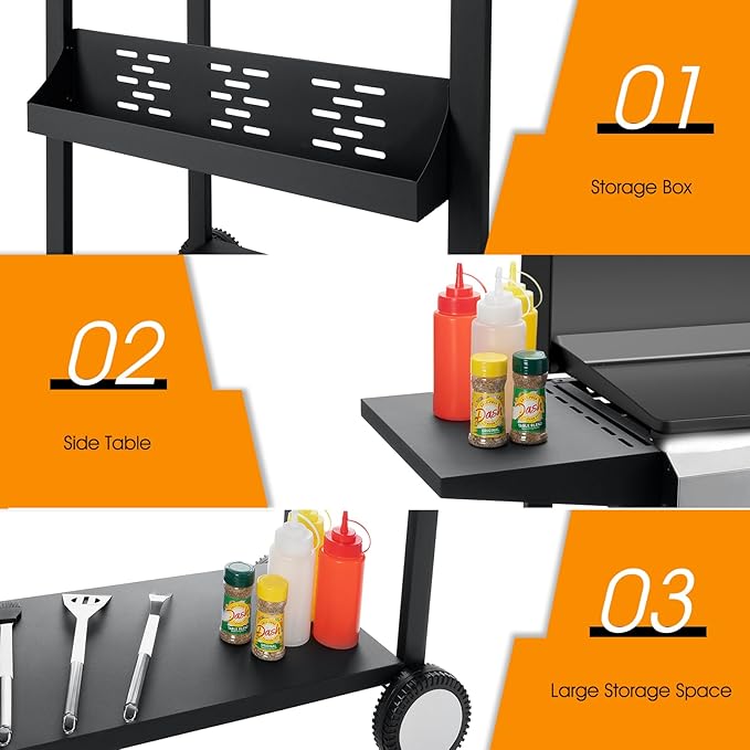 3 Burner BBQ Gas Griddle with Hood, 25.6 Inch Stainless Steel Portable - Image 7