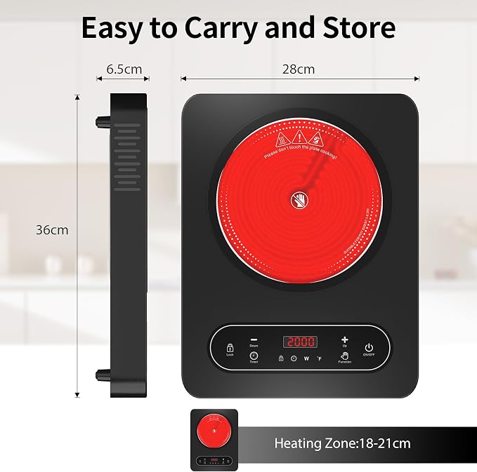 VBGK Single Burner Electric Cooktop, 110V 1800W Electric Stove Top - Image 3