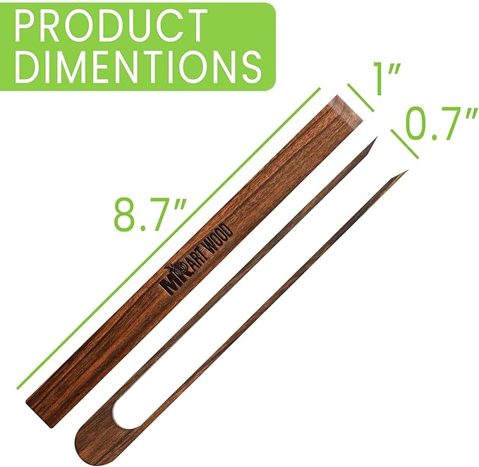 Tongs: Walnut Wood Set of 2 with Magnetic Holder, 8.7 Inch Length