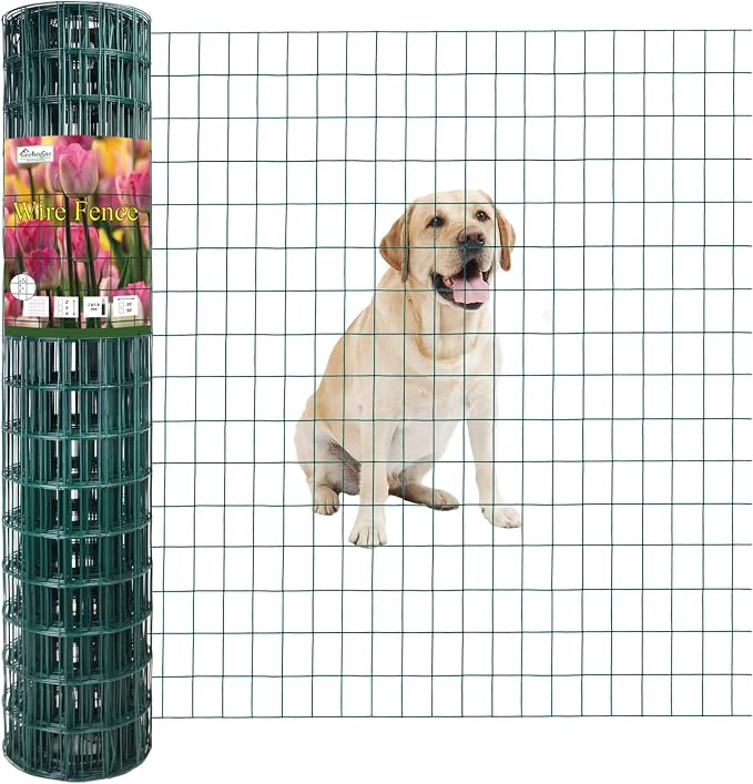 Green PVC Coated Welded Wire Fence 48 Inch x 50 Foot, 2 Inch x 3 Inch 16GA by FOREHOGARGARDEN%EF%BC%86HOME