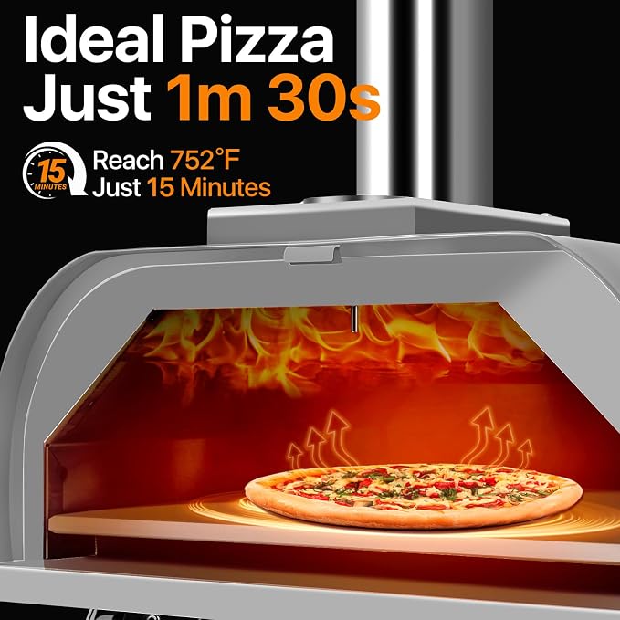 Pizza Oven 13 Inch Outdoor Wood Fired Portable Stainless Steel Pizza Oven - Image 2
