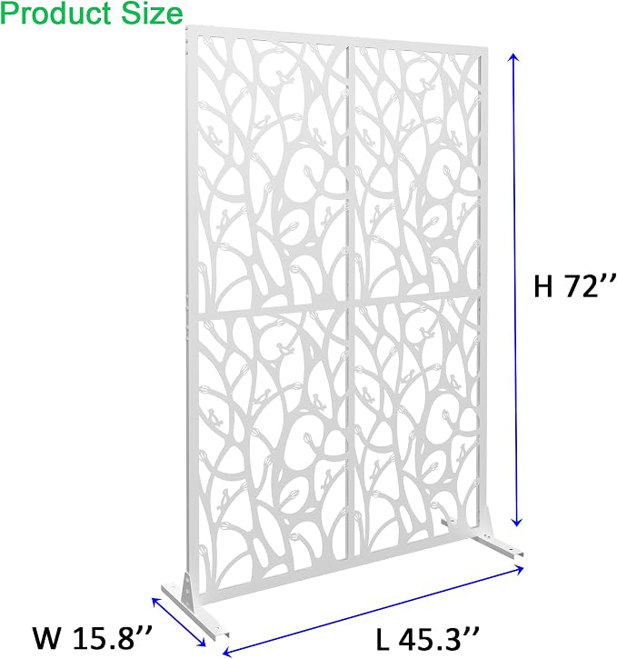Metal Privacy Screen Room Divider 72" H x 45.3" W, Free Standing Decorative - Image 9
