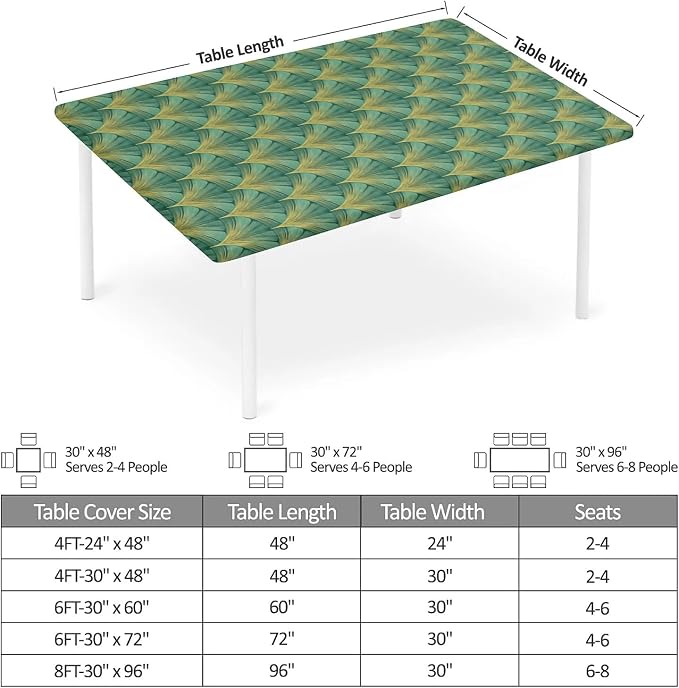 Rectangle Table Cloth Cover Waterproof Elastic Fitted Polyester Fitted - Image 2