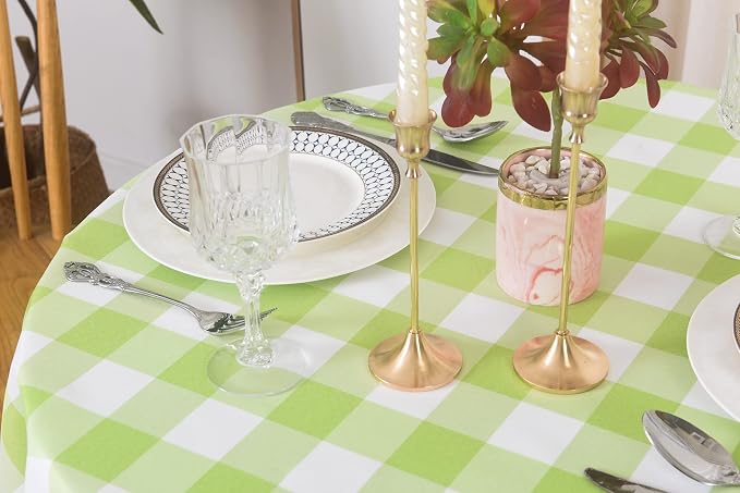 2 Pack Waterproof Polyester Fabic Round Checkered Tablecloth，60 Outdoor Table - Image 4