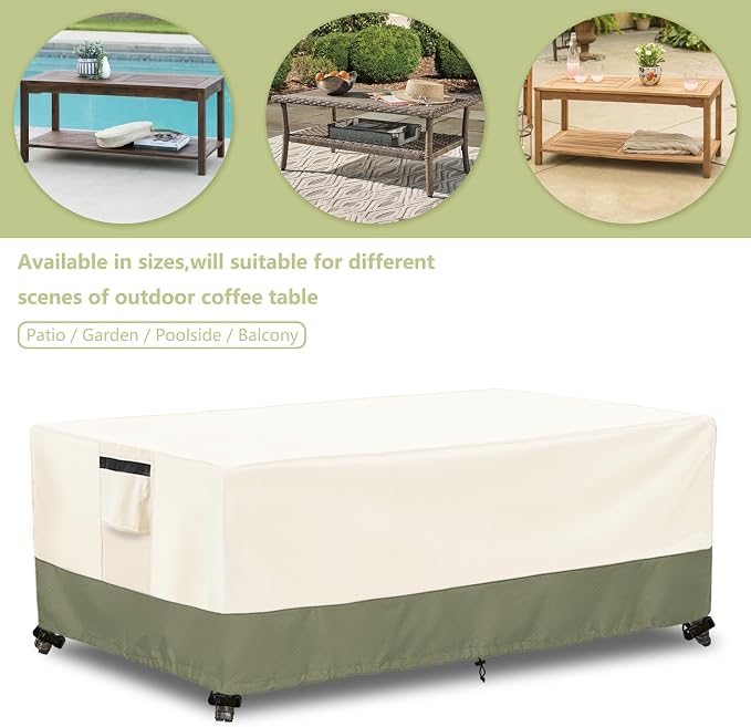 Outdoor Coffee Table Cover 48 W x 28 D x 16 H Inches, 600D Heavy Duty - Image 5
